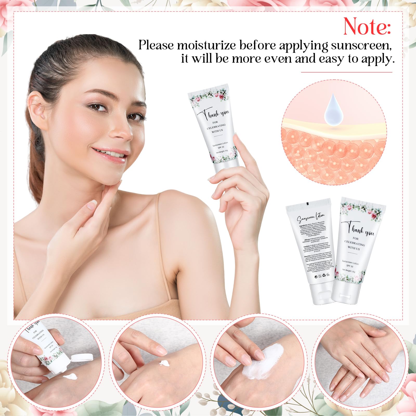 Dansib 24 Pcs Mini Sunscreen Bulk — Travel Size SPF 30, Water-Resistant for Wedding Favors