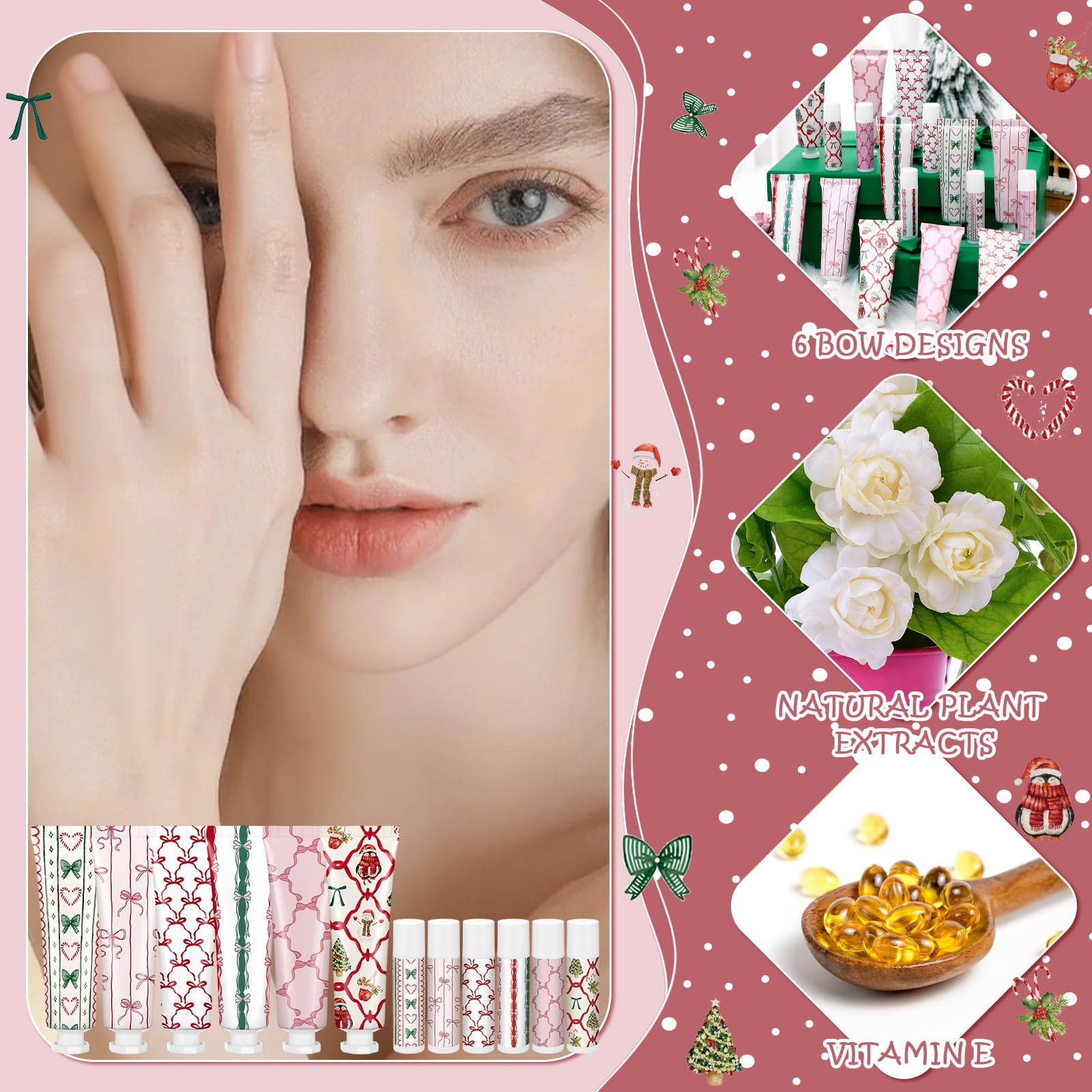 Dansib Valentine Hand Cream & Lip Balm Gift Set – 48 Pcs, 6 Scents, Travel Size