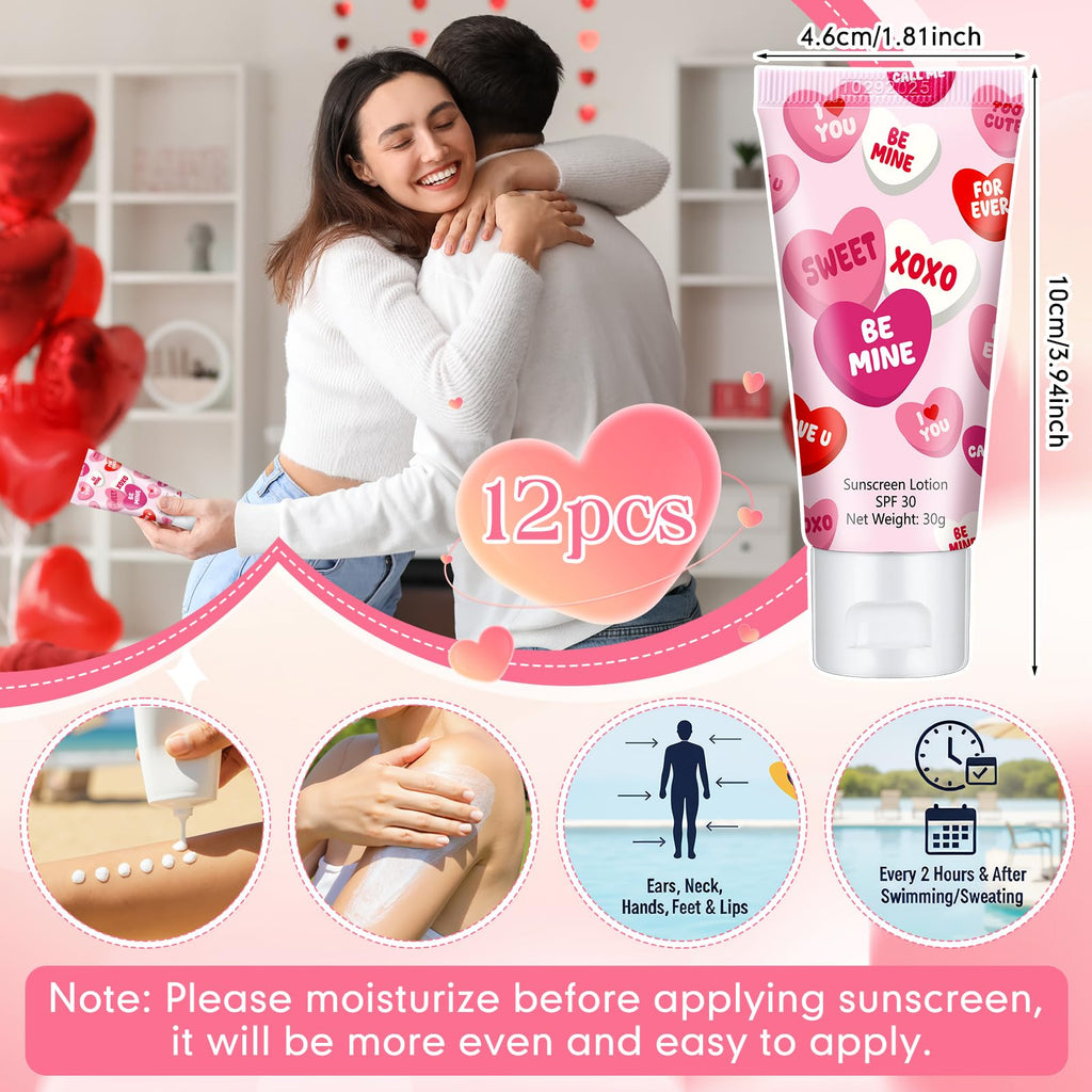Dansib 12 Pcs Mini Sunscreen Bulk – SPF 30 Travel Size Sunscreen for Valentines Gifts