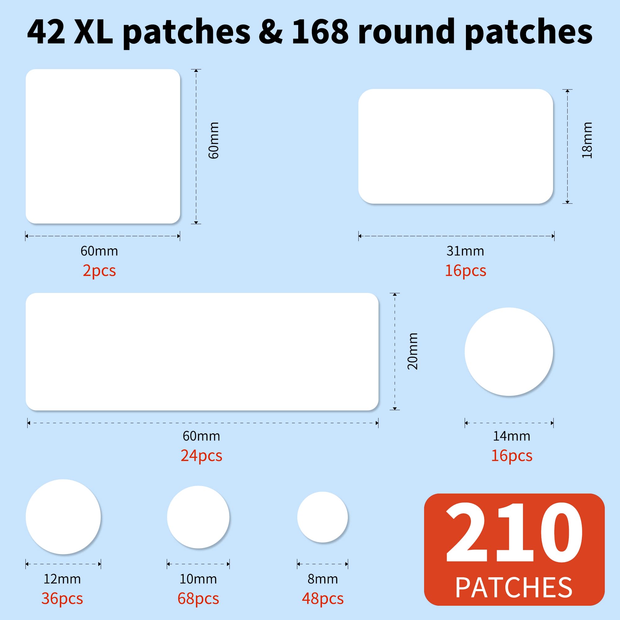 Daolyo Large Pimple Patches – 7 Sizes, 210 Patches for Face & Body