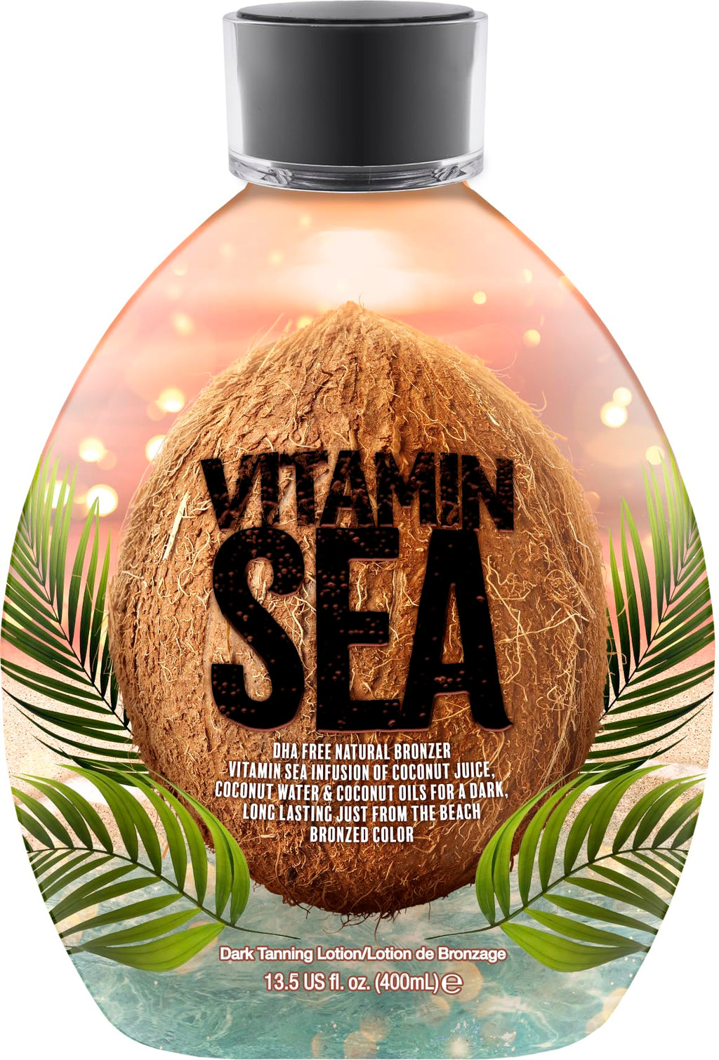 Dark Tans Exclusive Vitamin Sea Natural Bronzer – DHA-Free, Coconut Oil, 13.5oz, Indoor Bed Safe
