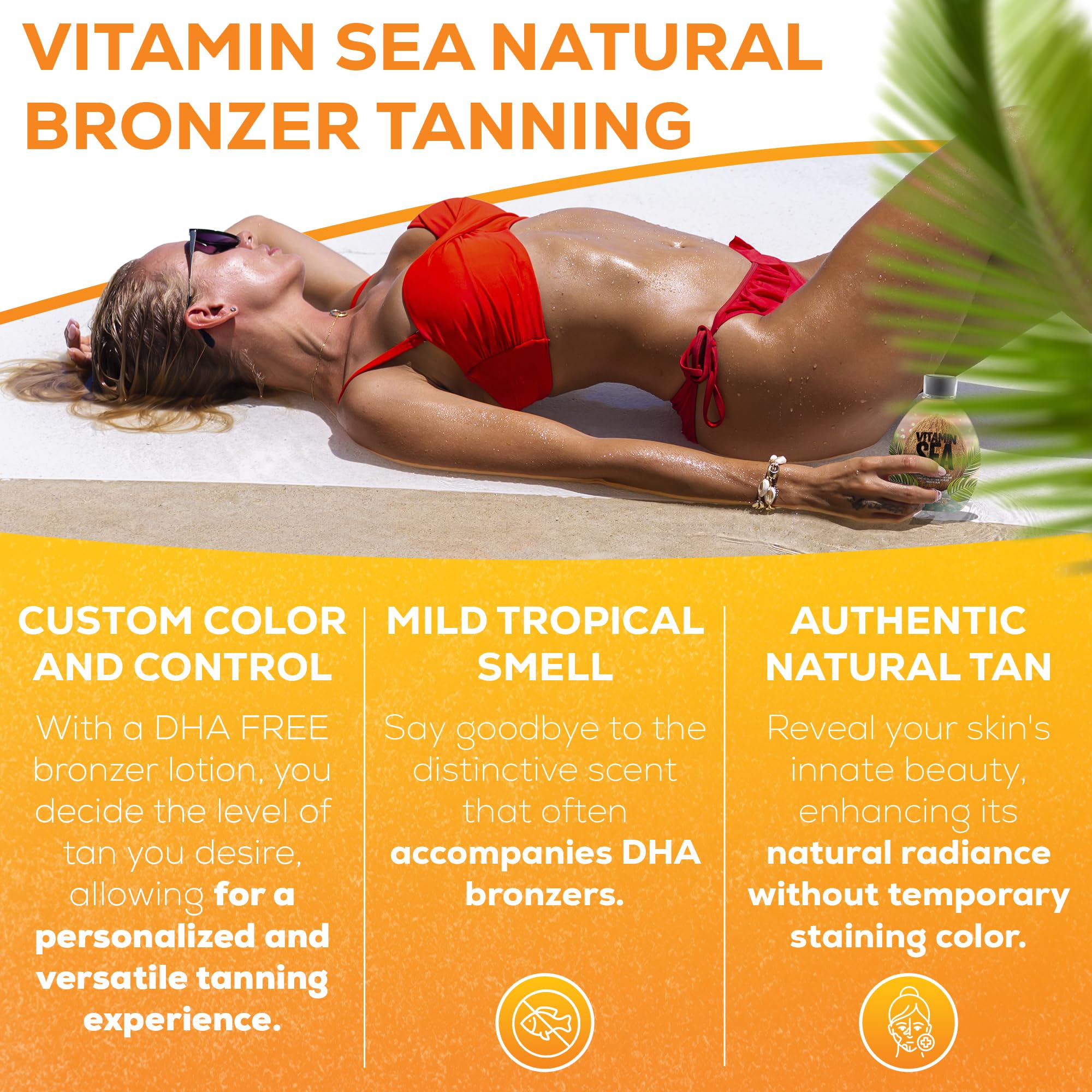 Dark Tans Exclusive Vitamin Sea Natural Bronzer – DHA-Free, Coconut Oil, 13.5oz, Indoor Bed Safe