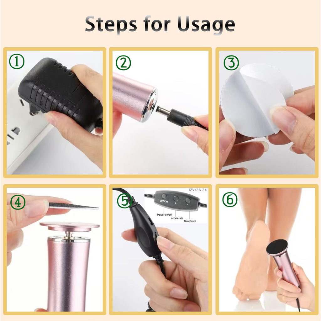 Darmave™ Electric Foot Callus Remover – Smooth Pedicure Wand with 60 Sanding Pads