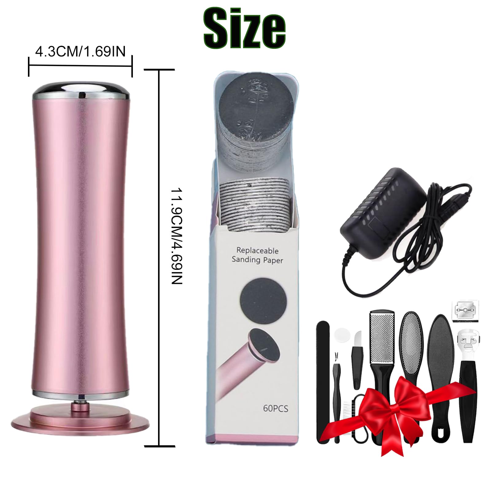 Darmave™ Electric Foot Callus Remover – Smooth Pedicure Wand with 60 Sanding Pads