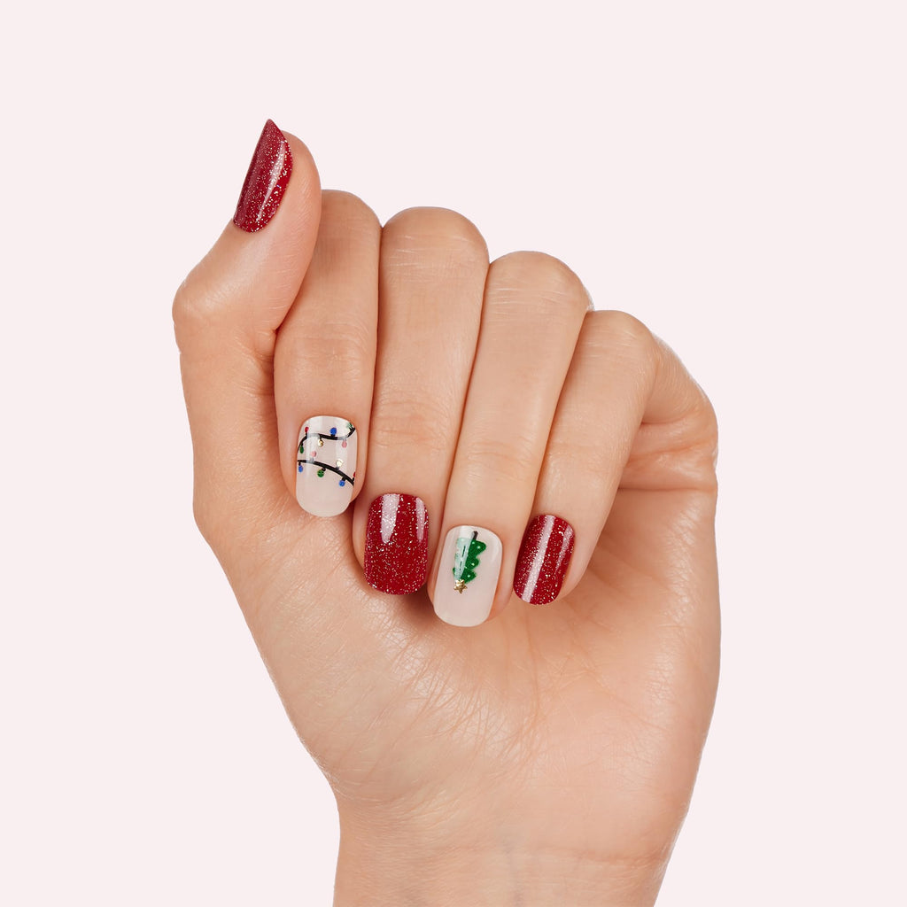 Dashing Diva Gloss Nail Strips Santa Baby | UV Free, Chip-Resistant Gel Finish