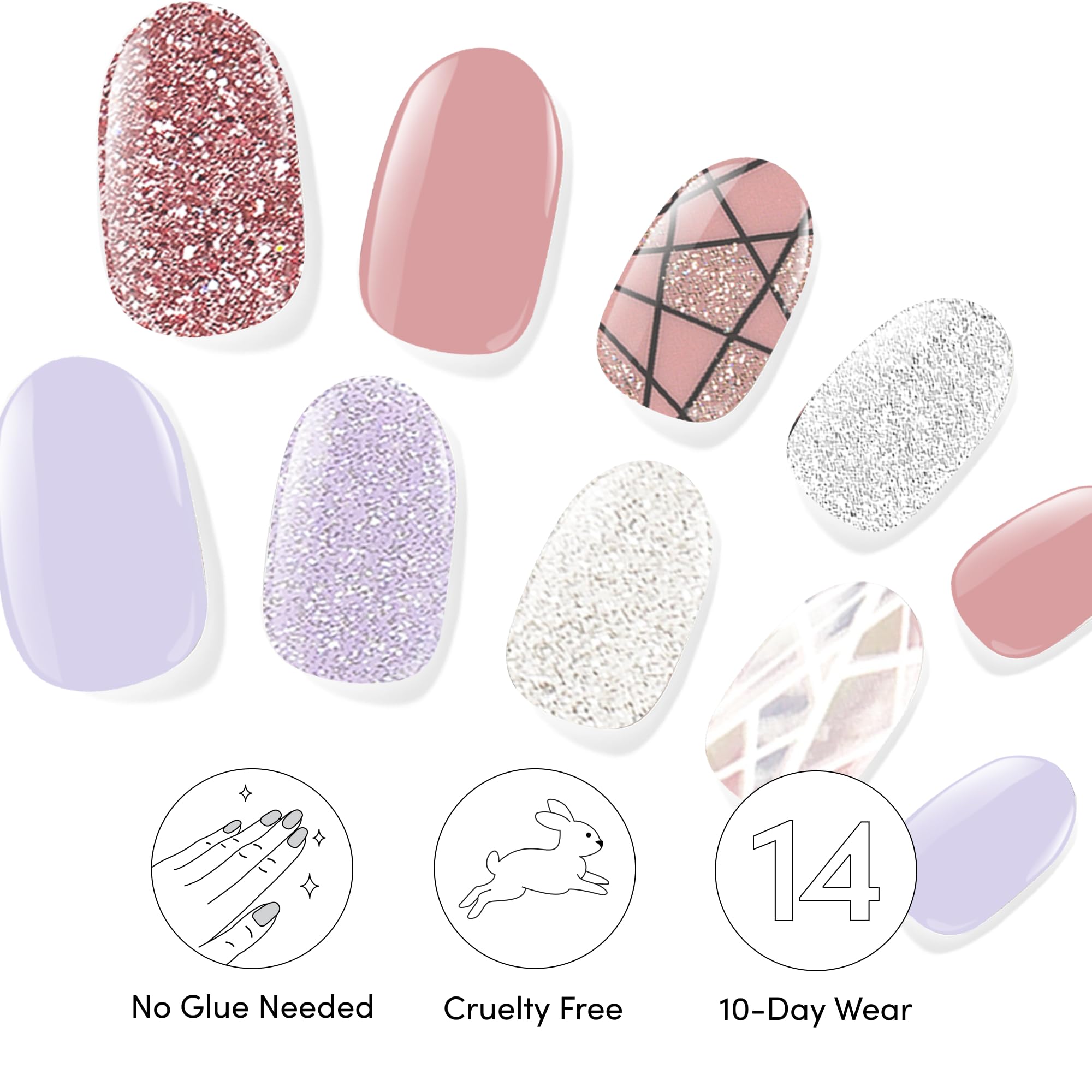 Dashing Diva Gloss Nail Strips Bundle – Geometric Collection: Rose Sparkle & Gleam Queen | UV Free & Chip Resistant