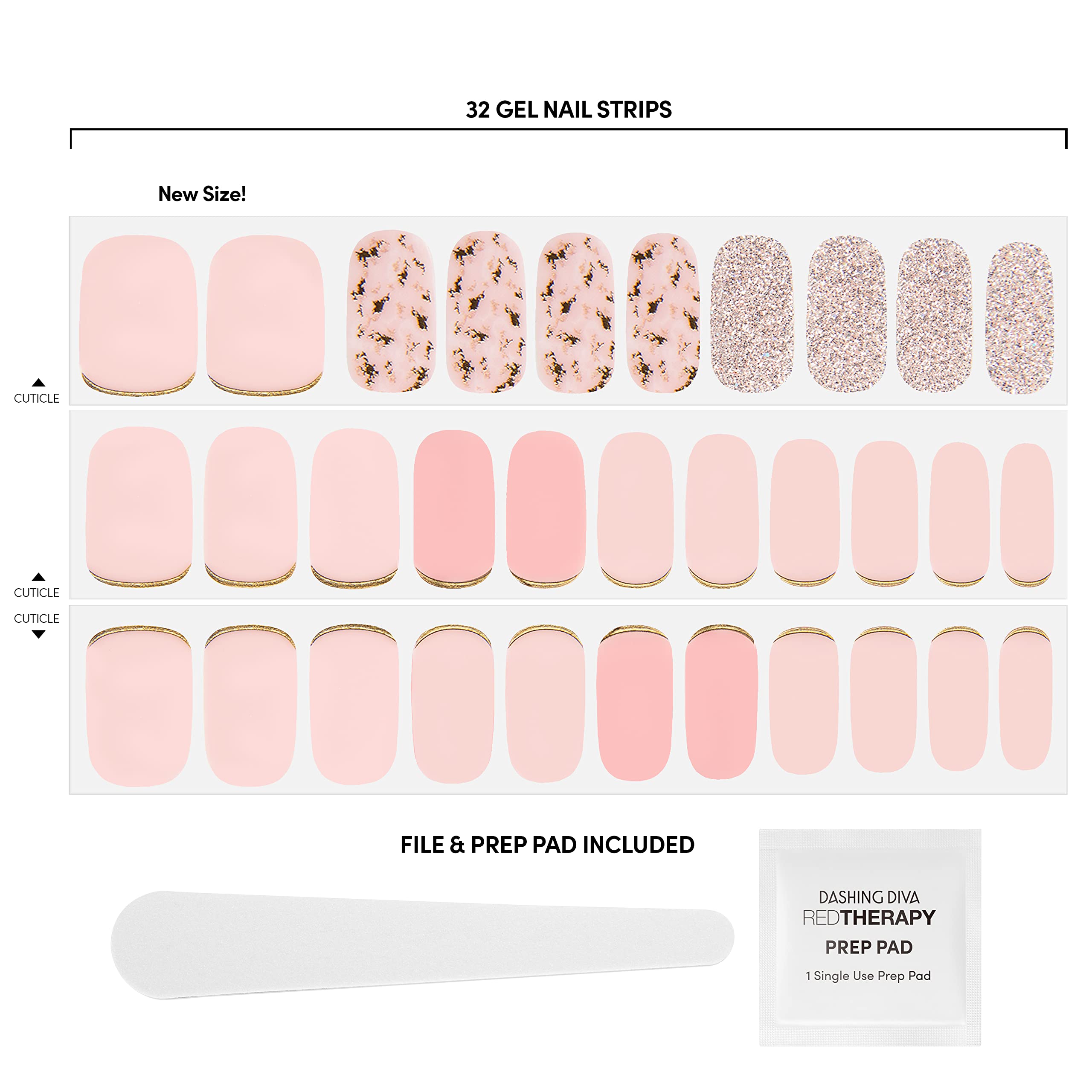 Dashing Diva Gloss Nail Strips Feeling Flush – UV-Free, Chip-Resistant Gel Finish (32 Wraps)