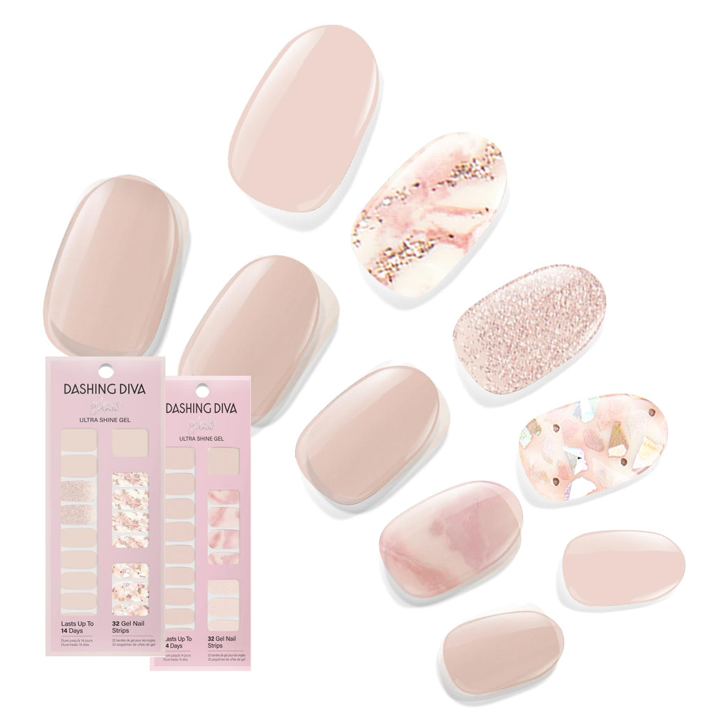 Dashing Diva Gloss Nail Strips Bundle – Classic Marbles (Crystal Clear & Maybe Marble)