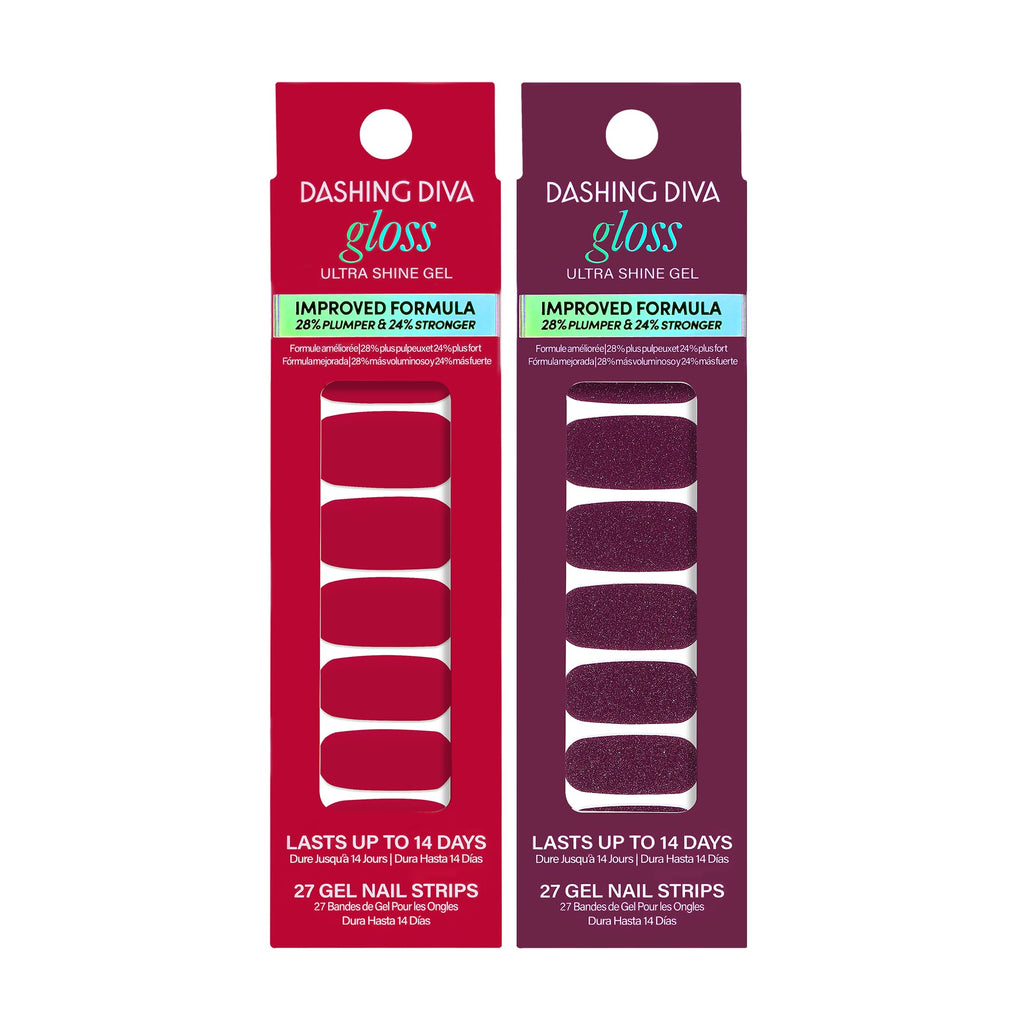Dashing Diva Gloss Nail Strips Bundle – The Classic Reds (Attention & Red Dahlia) – 2 Sets
