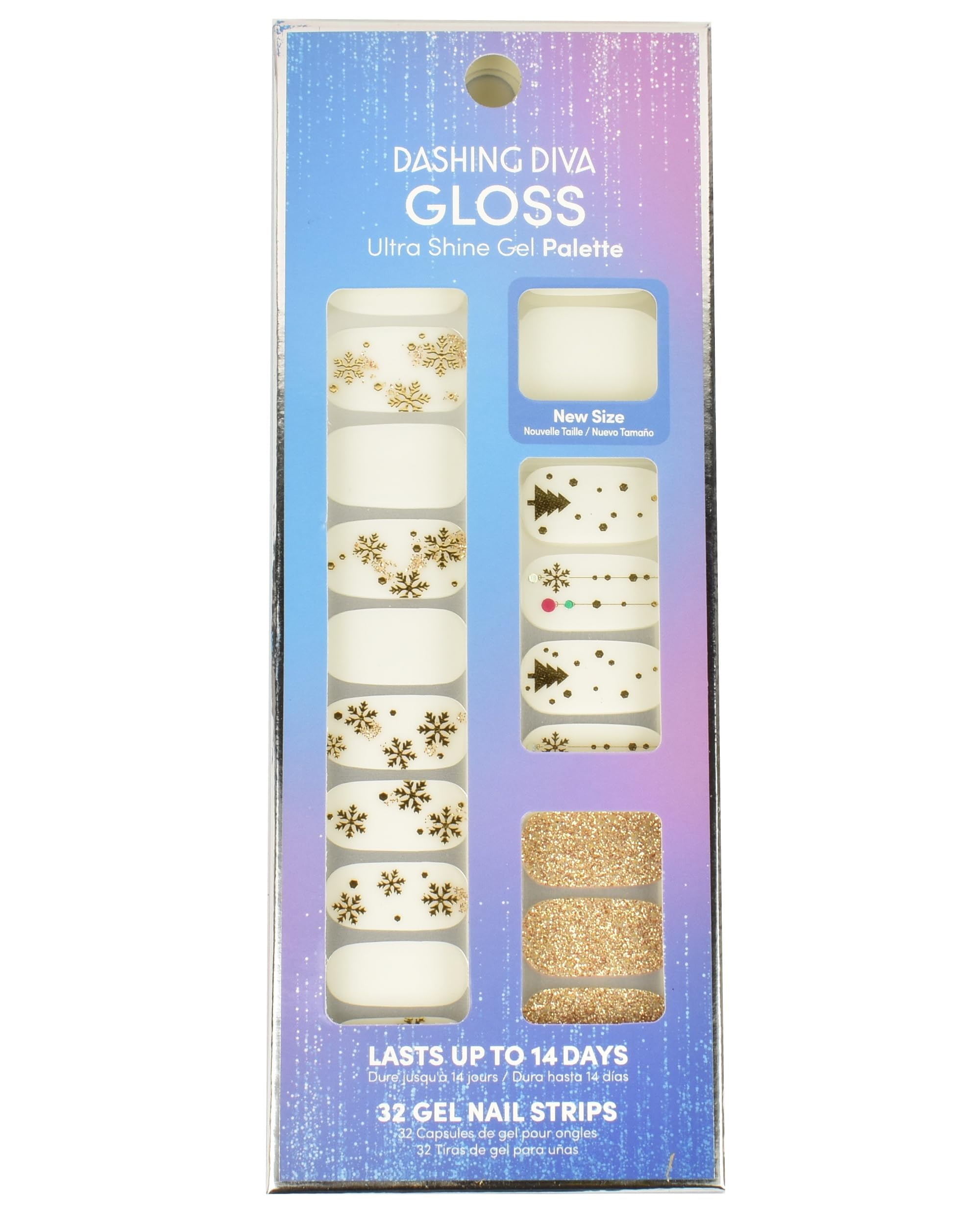 Dashing Diva Gloss Nail Strips Yuletide Cheer – UV-Free, Chip-Resistant Gel Nails, 32 Wraps + Prep Pad + File