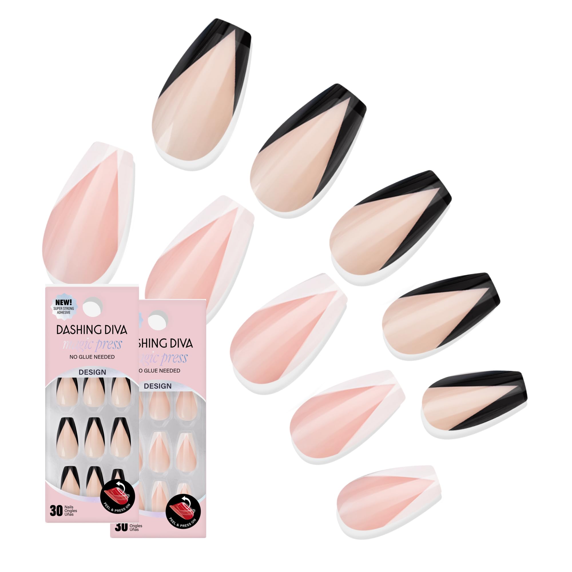 Dashing Diva Magic Press Nail Bundle – Night & Day Collection (Coffin Shape) | 2 Sets