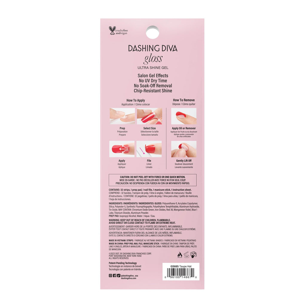 Dashing Diva Gloss Nail Strips Going Platinum – UV Free, Chip Resistant Gel Nails