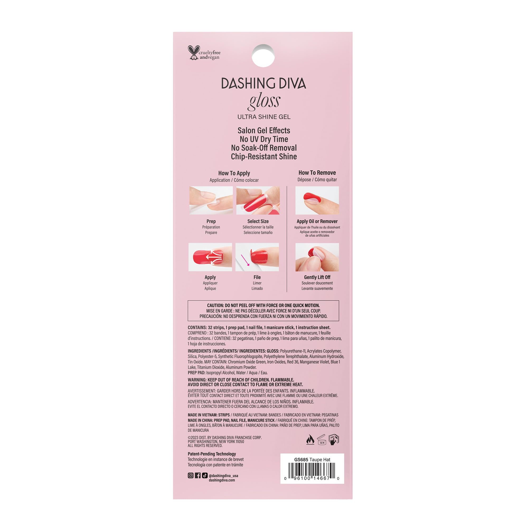 Dashing Diva Gloss Nail Strips Going Platinum – UV Free, Chip Resistant Gel Nails