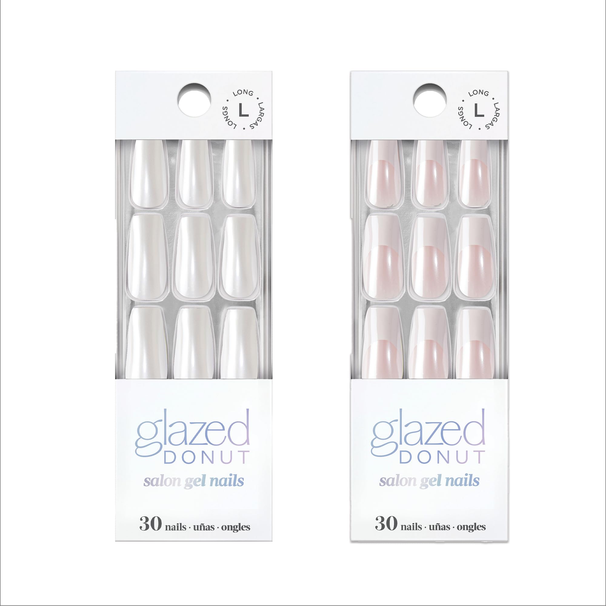 Dashing Diva Nailbliss Glazed Donut Gel Nails Bundle – Vanilla Glaze & French Glaze | 2 x 30 Long Square Nails