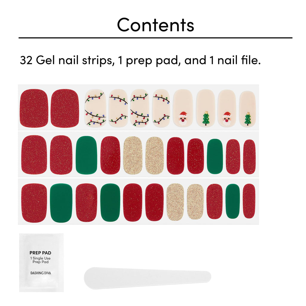 Dashing Diva Gloss Nail Strips Santa Baby | UV Free, Chip-Resistant Gel Finish