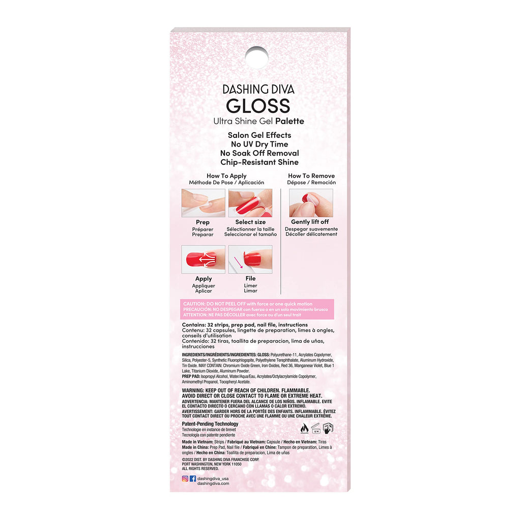 Dashing Diva Gloss Nail Strips Santa's Helper | UV-Free Gel Look, Chip-Resistant (32 Wraps + Prep Pad + File)