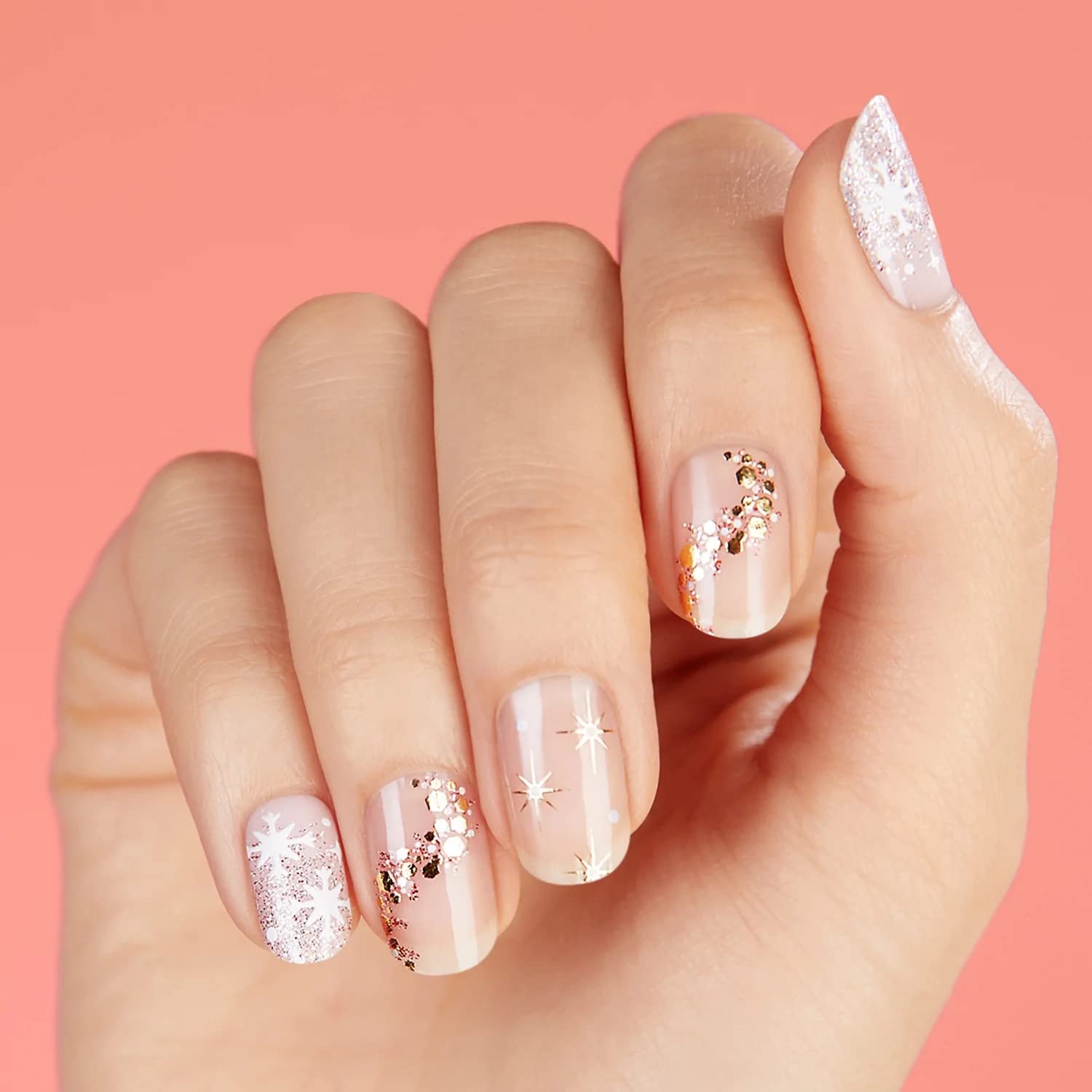 Dashing Diva Gloss Holiday Nail Strips – Sugarplum Dance | UV Free, Chip-Resistant Gel Nail Stickers