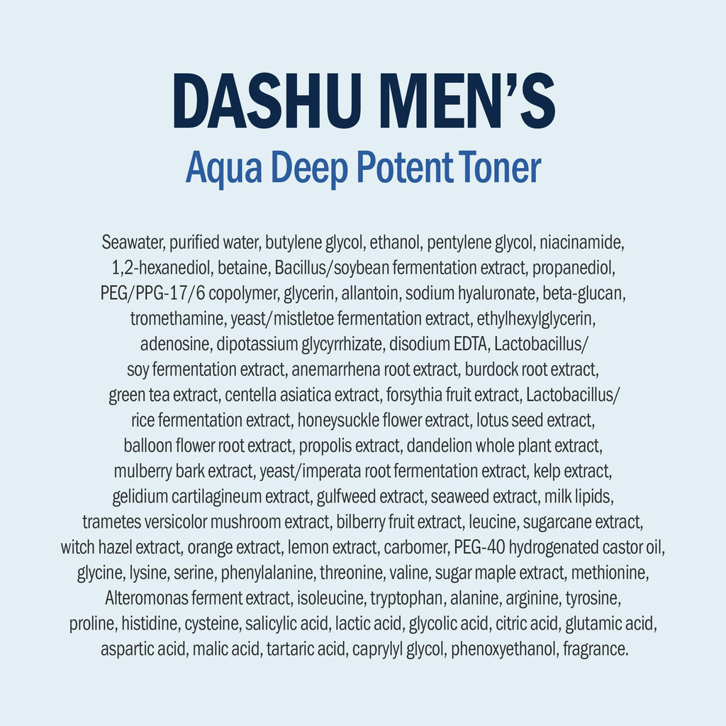DASHU Mens Aqua Deep Potent Toner – Pore Tightening, All Skin Types, 5.17 fl oz