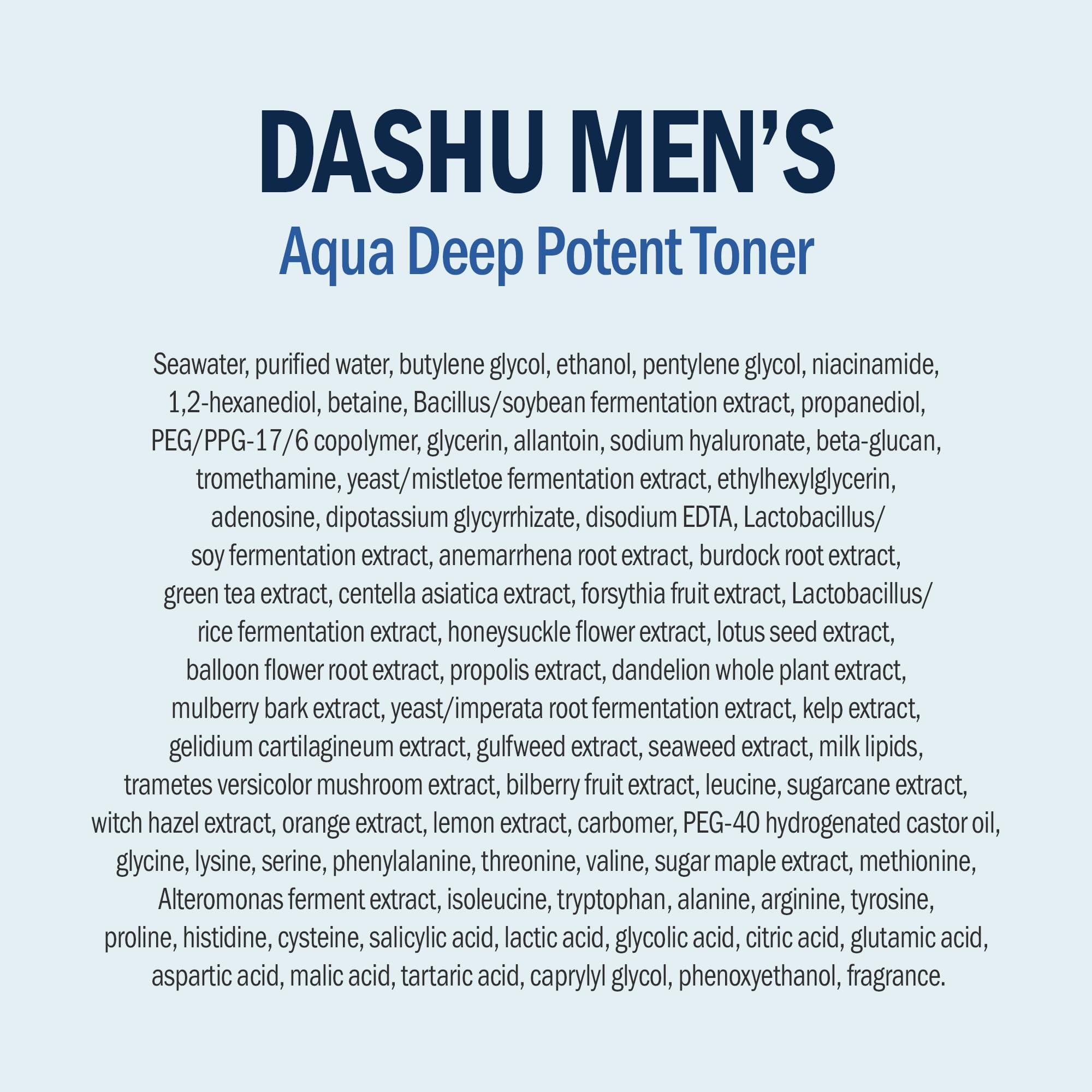 DASHU Mens Aqua Deep Potent Toner – Pore Tightening, All Skin Types, 5.17 fl oz