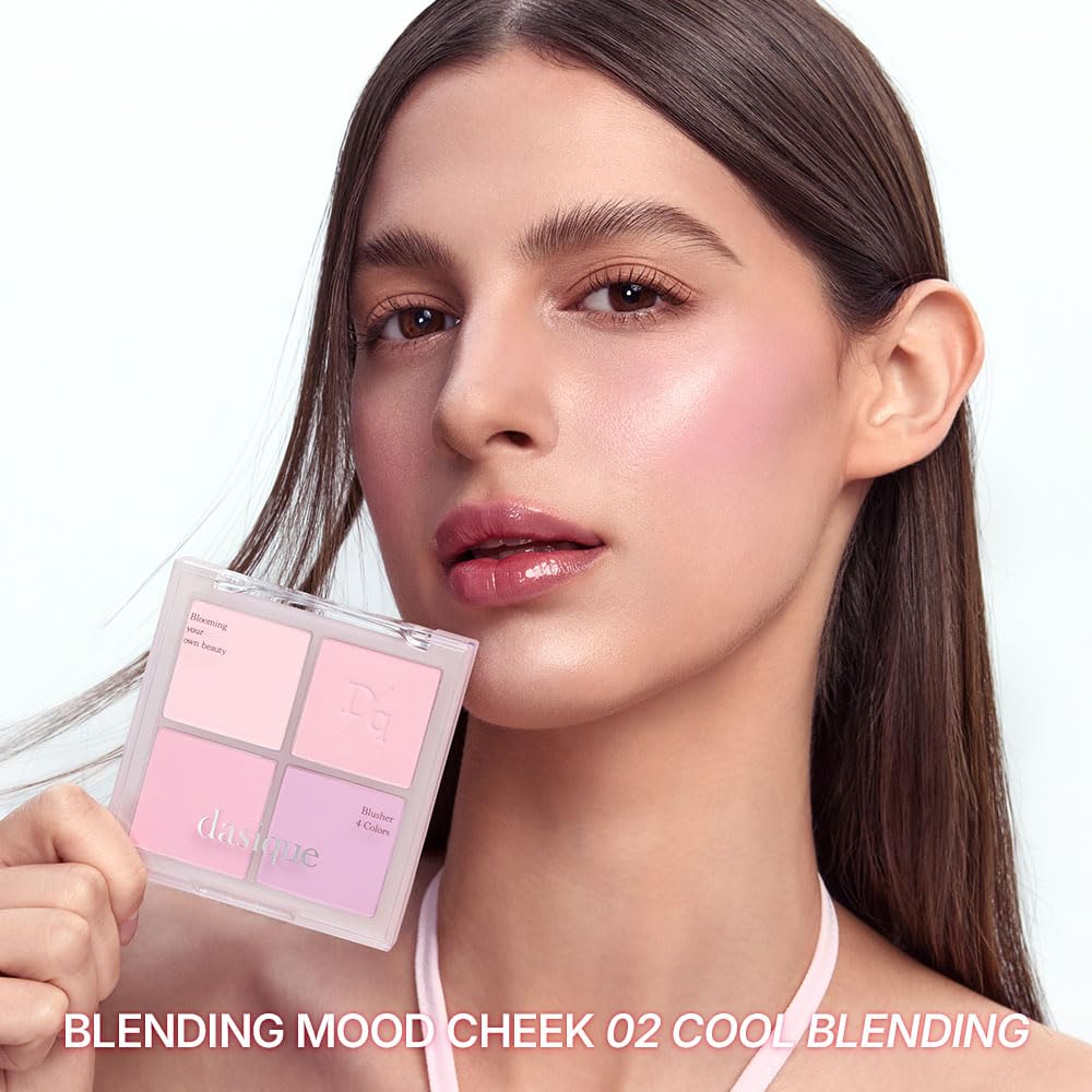 Dasique Blending Mood Cheek #02 Cool Blending — 4 Shade Powder Blush, Cruelty-Free, Long-Lasting