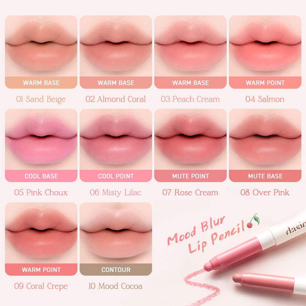 Dasique Blur Lip Pencil Mood - Velvet Matte Color with Subtle Lip Enhancement