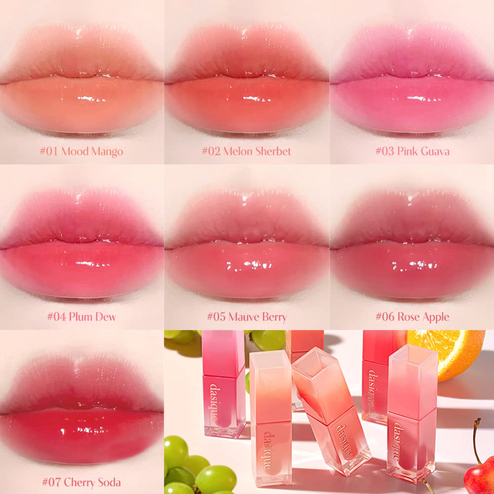 dasique Juicy Dewy Tint 05 Mauve Berry – Hydrating Lip Gloss Tint (0.12 oz) | Non-Sticky & Long-Wearing | Vegan, Cruelty-Free