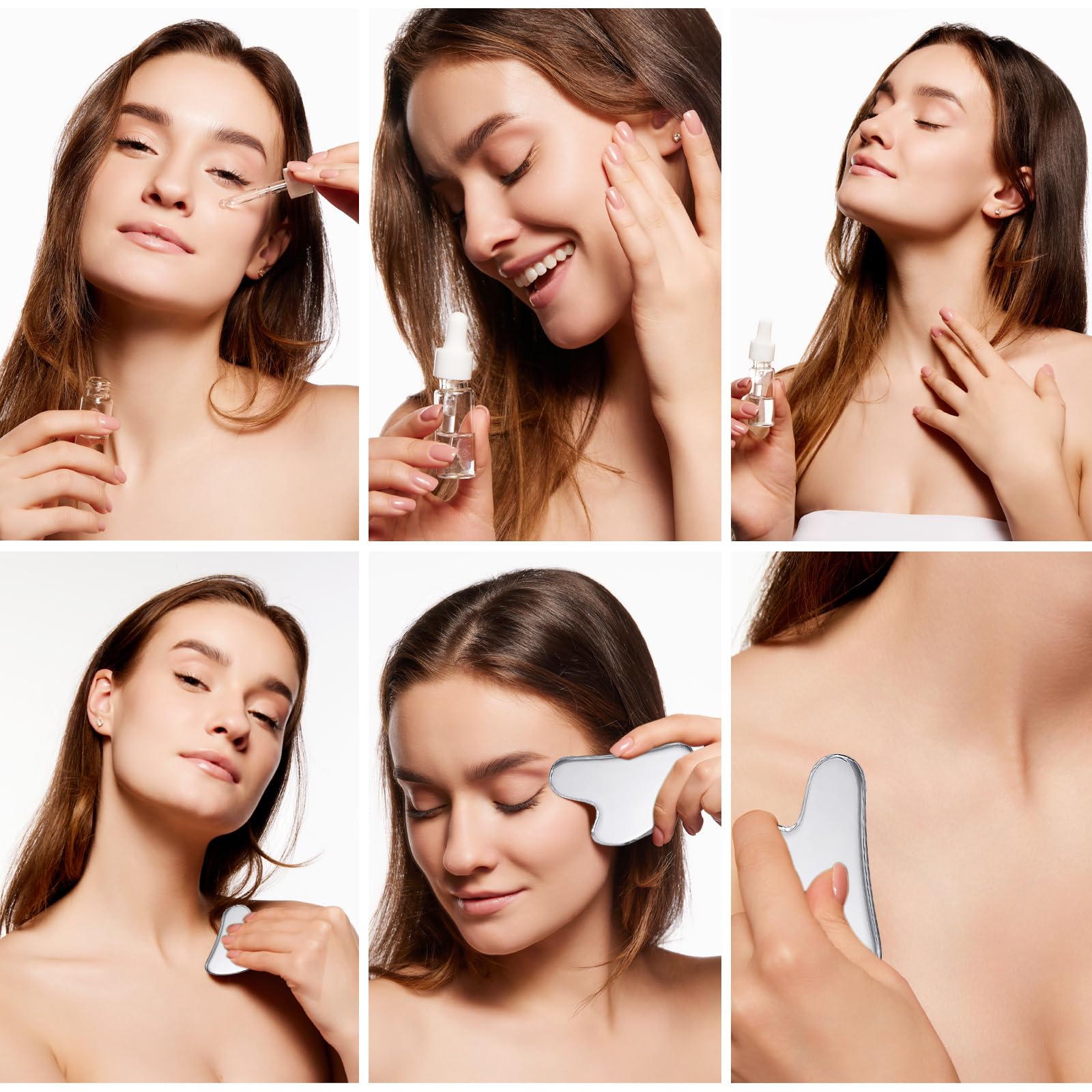 Daubigny Stainless Steel Gua Sha — Facial & Body Massage Tool with Travel Pouch