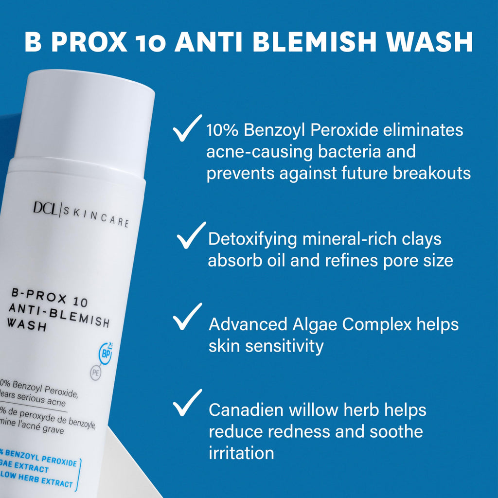 DCL Skincare B Prox Acne Treatment Cleanser — 10% Benzoyl Peroxide, Maximum Strength
