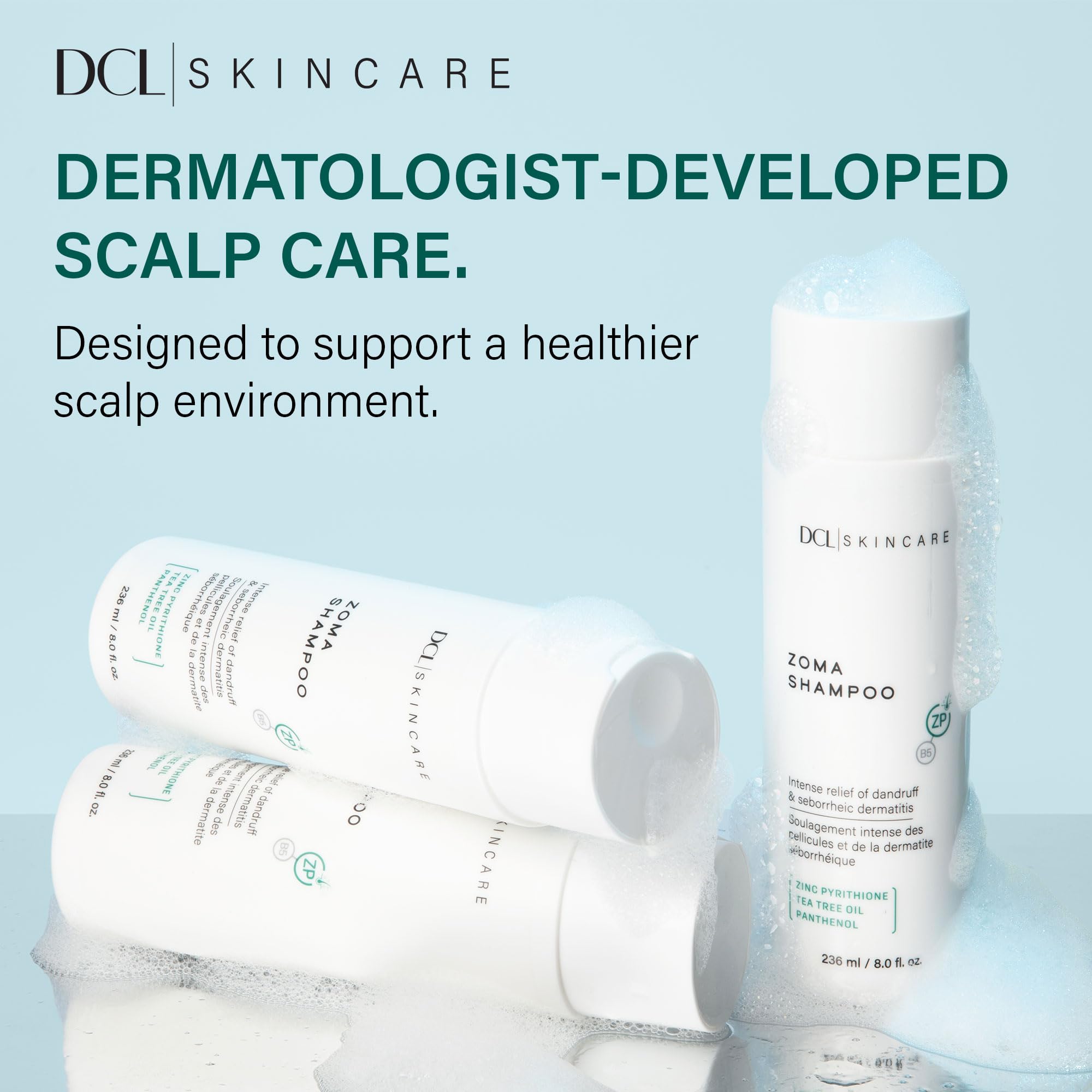 DCL Zoma Dandruff Control Shampoo with Zinc Pyrithione – 8 fl oz
