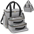 DD DEVILLI Nail Polish Organizer Case — Holds 96 Bottles (15ml) + Nail Dryer, 2 Removable Pouches, Grey