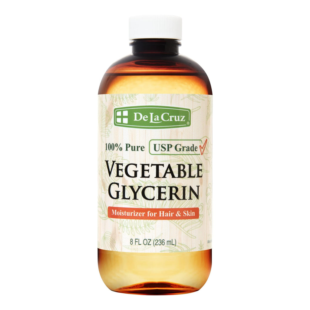 De La Cruz Vegetable Glycerin – 100% Pure USP Grade, 8 oz for Hair, Skin & DIY