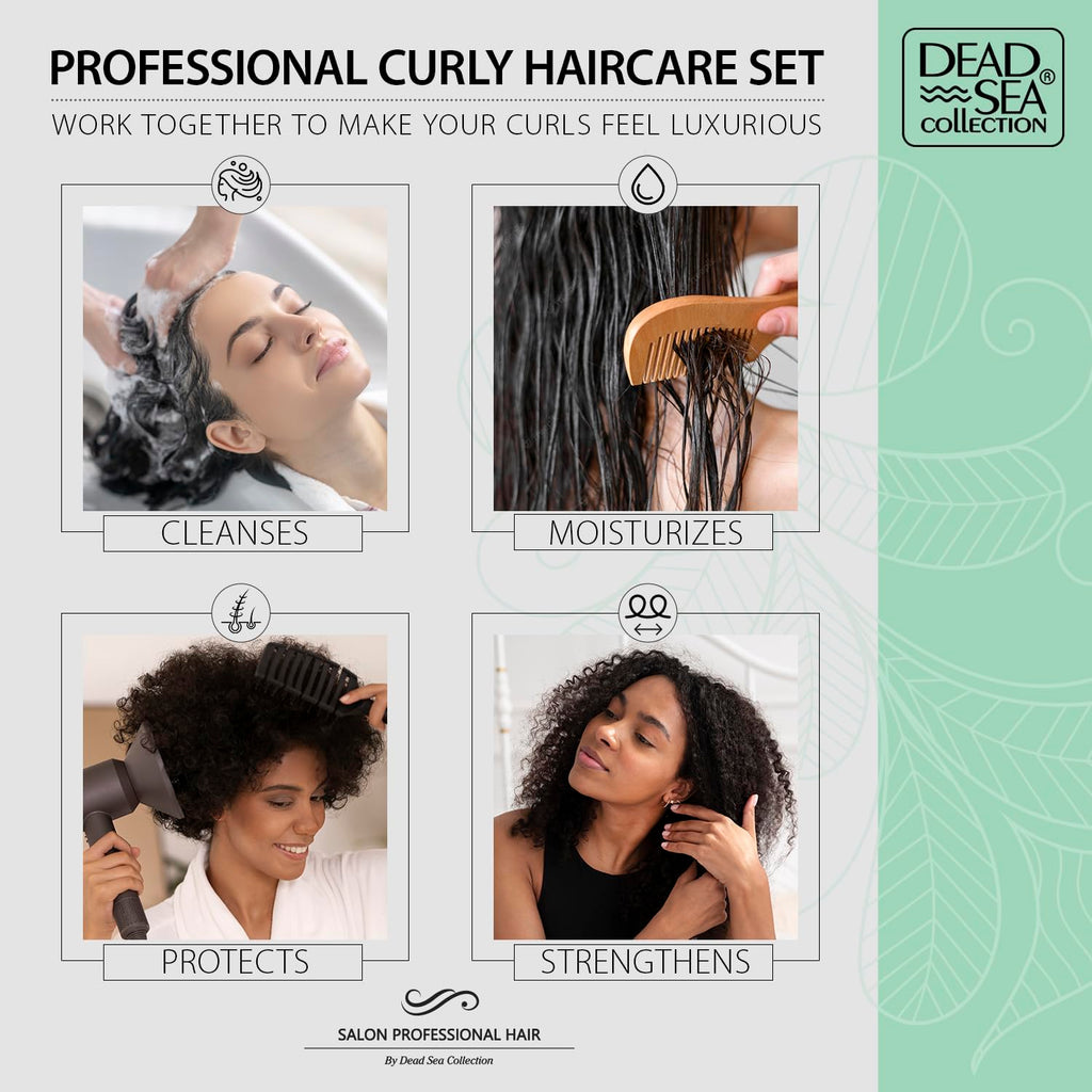 Dead Sea Collection Shampoo & Conditioner Set for Curly Hair – Avocado & Aloe, Pure Dead Sea Minerals | 2 Bottles (33.8 & 30.6 fl oz)
