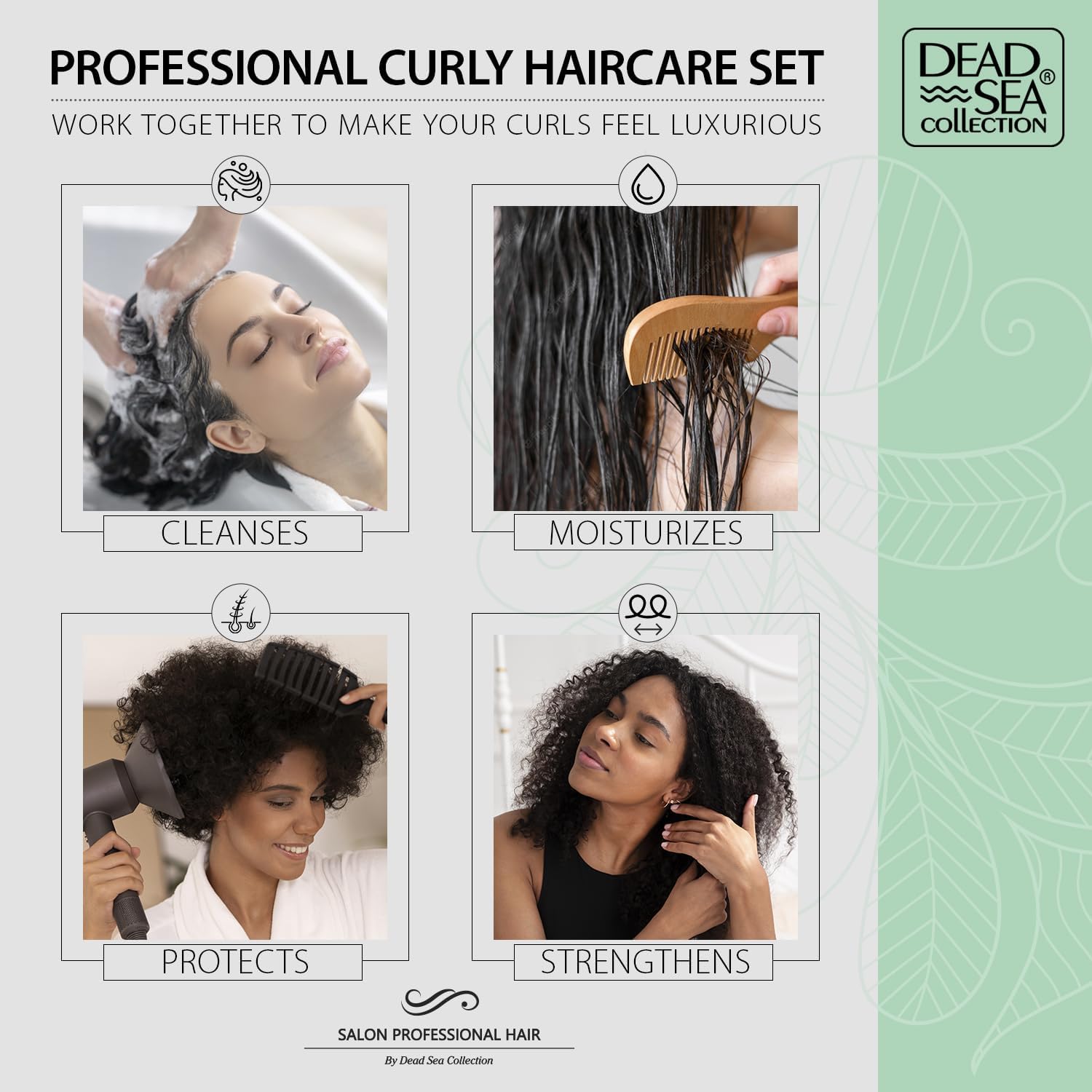 Dead Sea Collection Shampoo & Conditioner Set for Curly Hair – Avocado & Aloe, Pure Dead Sea Minerals | 2 Bottles (33.8 & 30.6 fl oz)