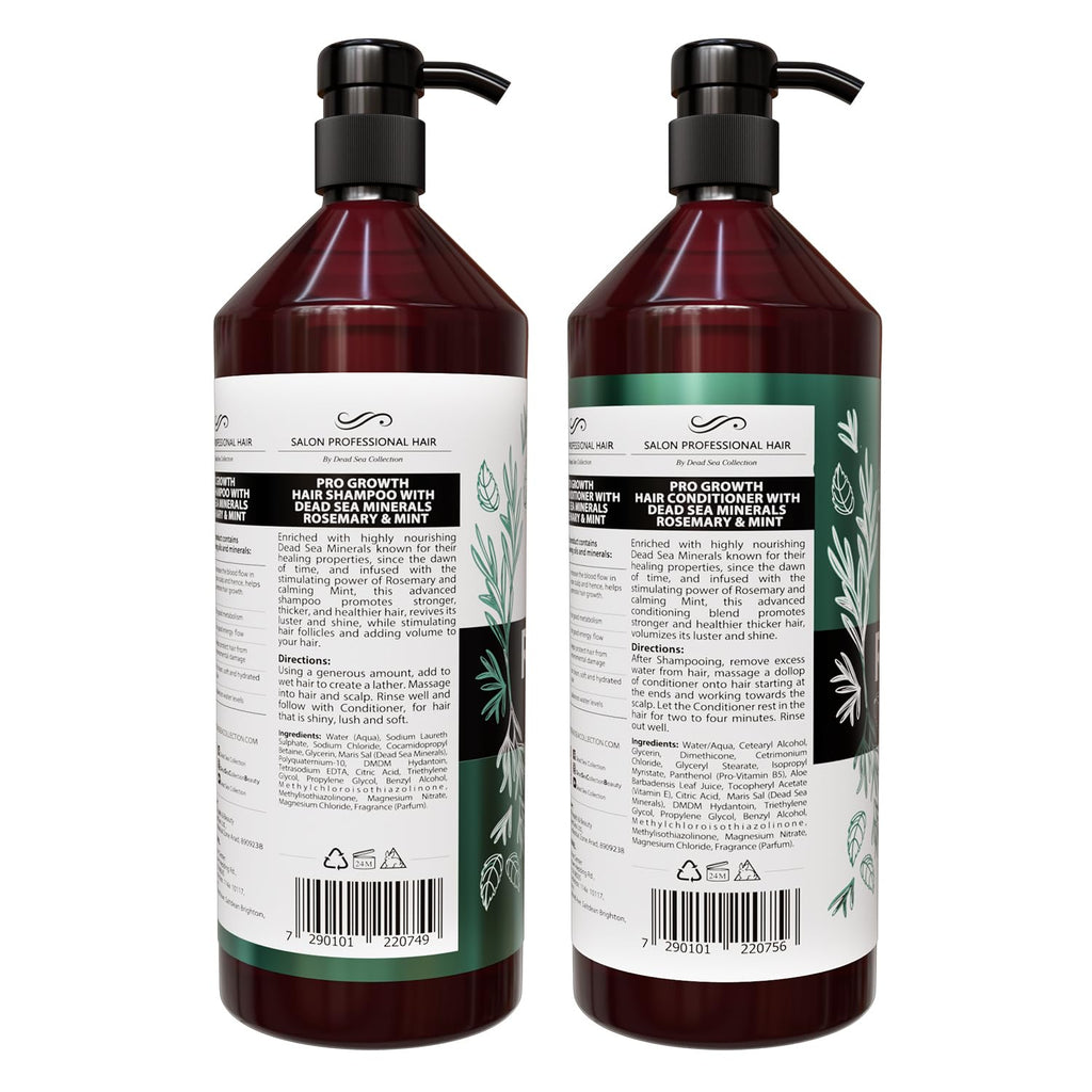 Dead Sea Collection Rosemary & Mint Shampoo & Conditioner Set – Strength, Volume & Shine (2-Pack, 33.8 & 30.6 oz)