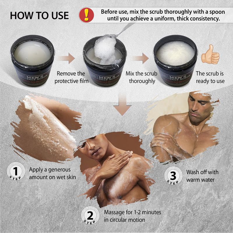 Dead Sea Collection Salt Body Scrub Sandalwood for Men – Exfoliate, Moisturize & Detox with Dead Sea Minerals (23.28 oz)