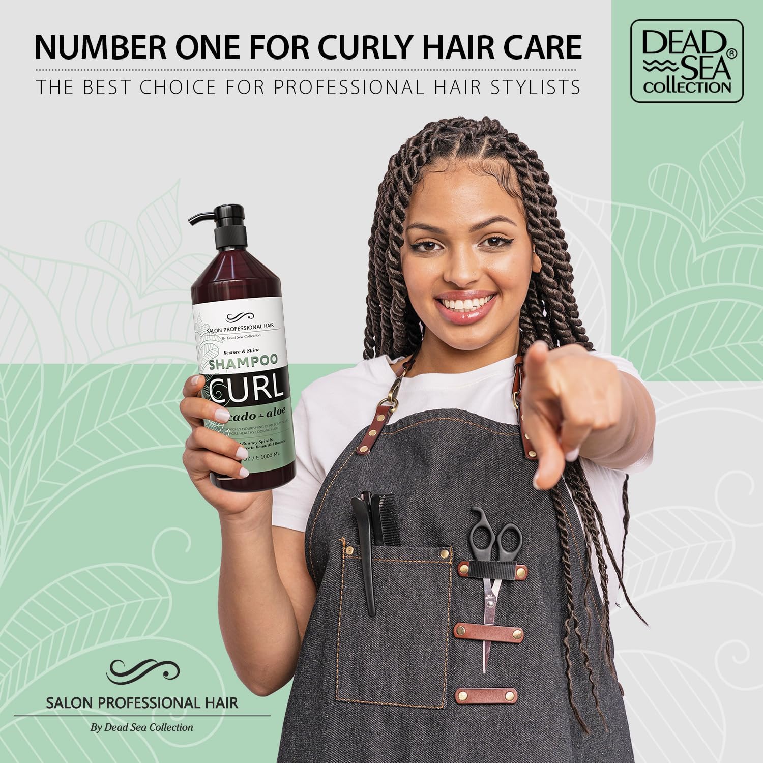 Dead Sea Collection Shampoo & Conditioner Set for Curly Hair – Avocado & Aloe, Pure Dead Sea Minerals | 2 Bottles (33.8 & 30.6 fl oz)