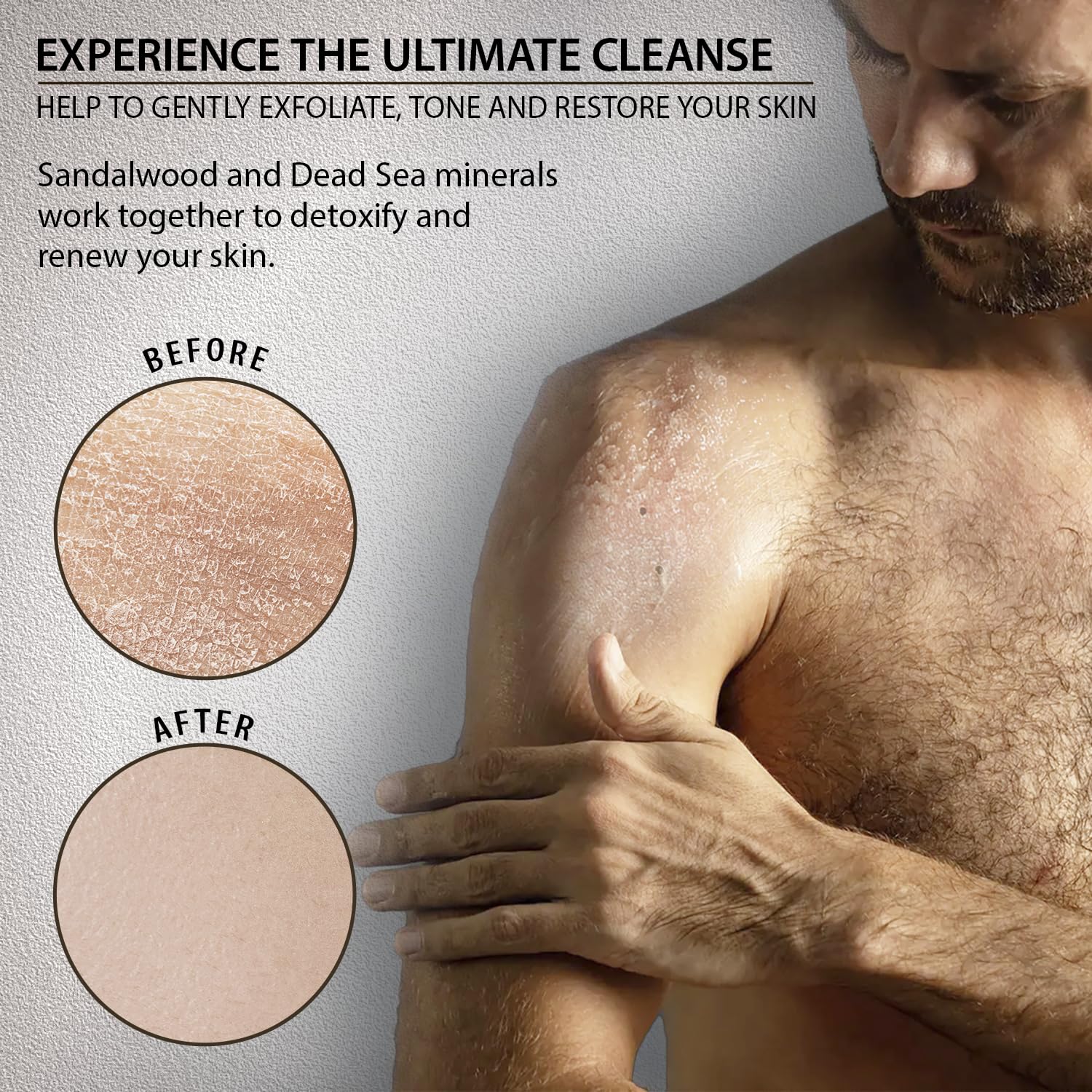 Dead Sea Collection Salt Body Scrub Sandalwood for Men – Exfoliate, Moisturize & Detox with Dead Sea Minerals (23.28 oz)
