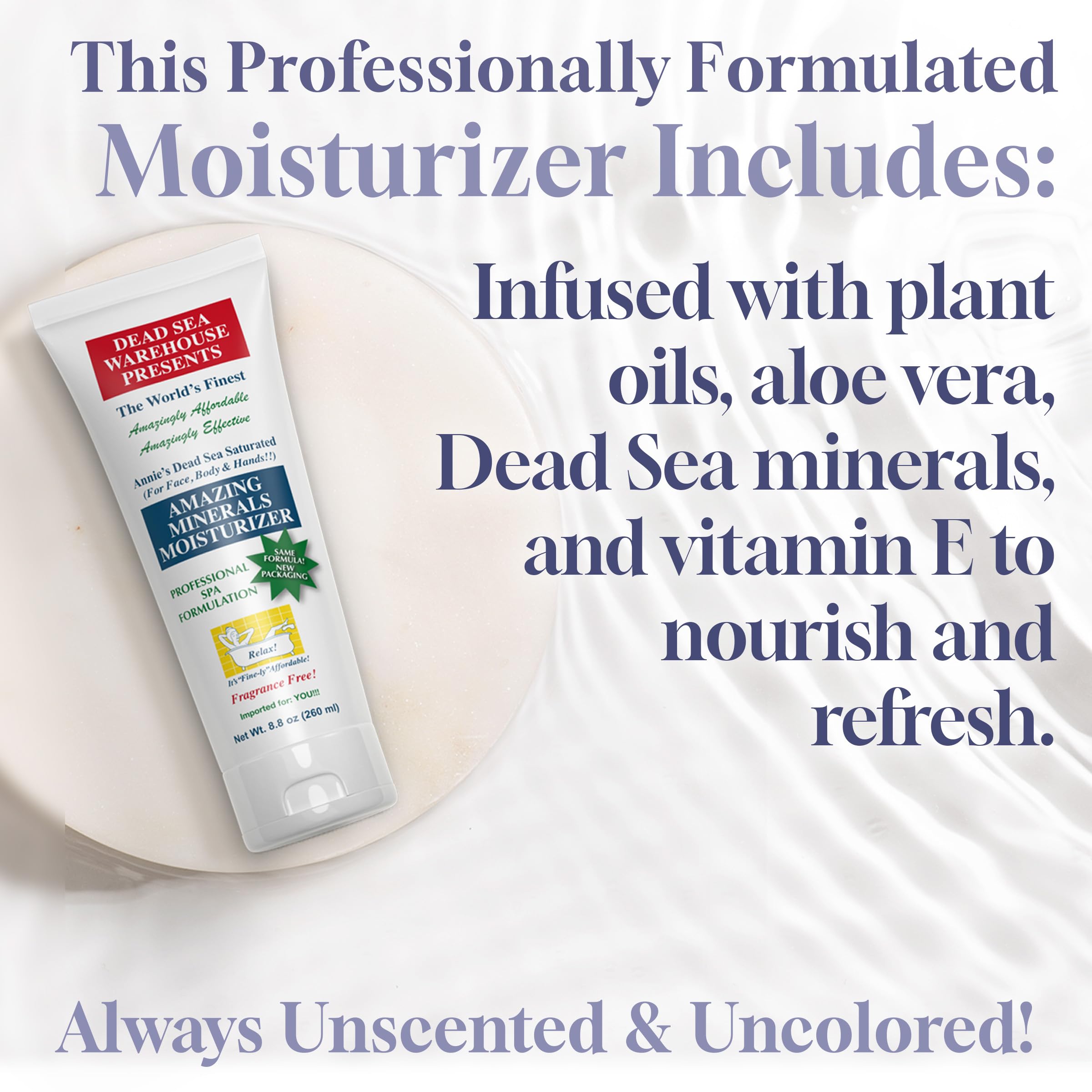 Dead Sea Warehouse Amazing Minerals Moisturizer - Fragrance Free 2-Pack