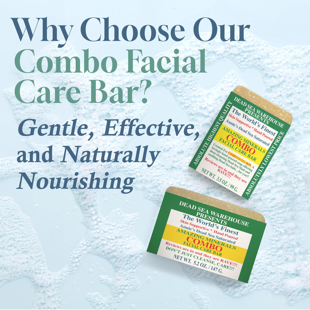 Dead Sea Warehouse COMBO Facial Care Bar - Handmade Mud & Salt Soap for Combination Skin | 3.5 oz | 4 Pack