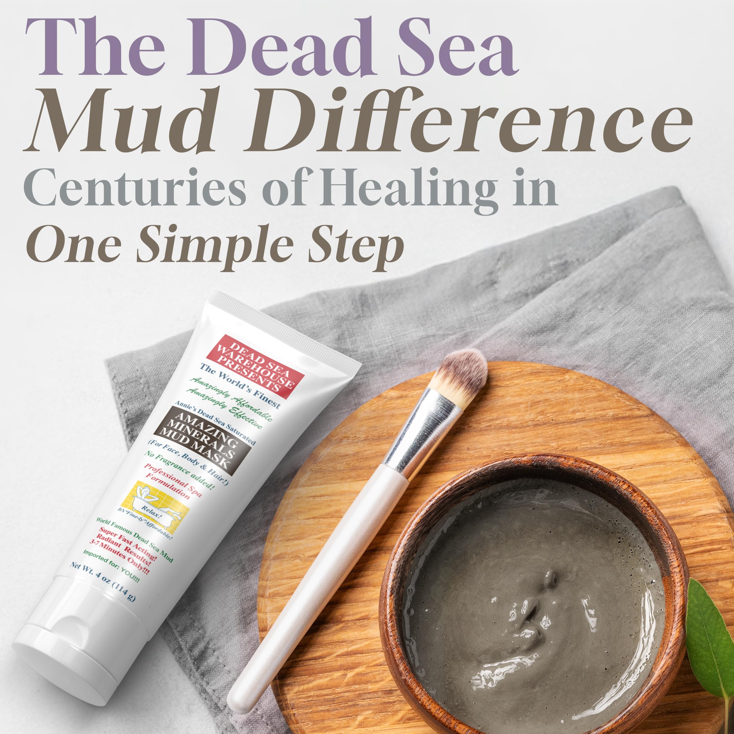 Dead Sea Warehouse Amazing Minerals Mud Mask – Spa Day Essentials, 2 × 4 oz