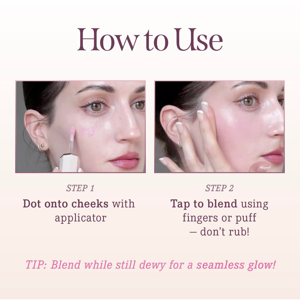 DEAR DAHLIA Petal Drop Blush (Hazy) – Vegan Liquid Blush with Dewy, Buildable Color