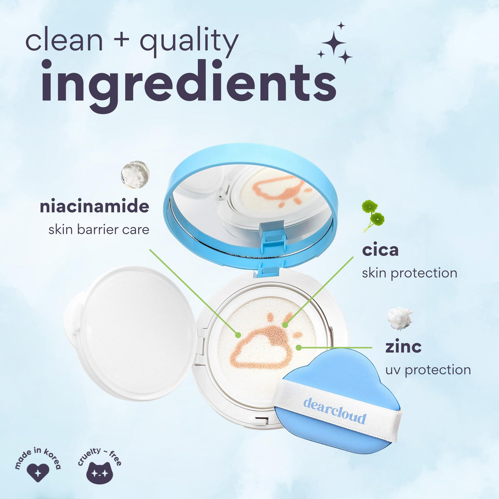 dearcloud Dear Sun Perfecting SPF Cushion – Color-Adapting Korean Sunscreen SPF 50+