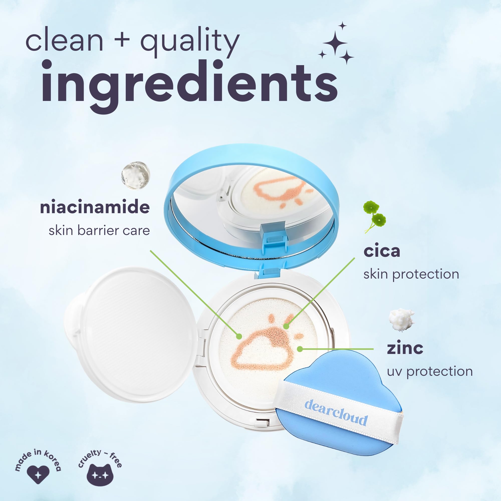 dearcloud Dear Sun Perfecting SPF Cushion – Color-Adapting Korean Sunscreen SPF 50+