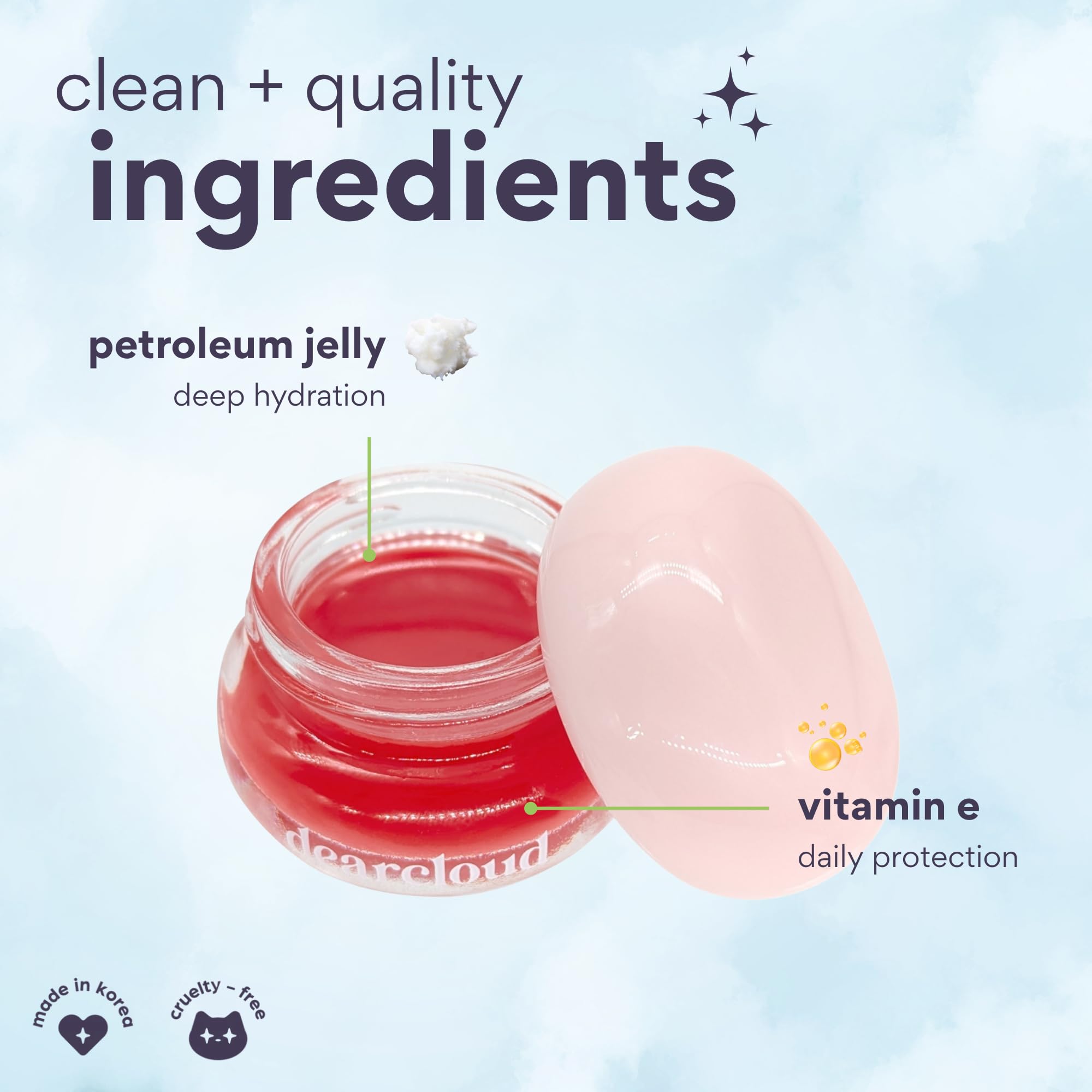 dearcloud Dewy Lip Jam – Hydrating Lip Balm & Gloss with Vitamin E (Deep Cherry)