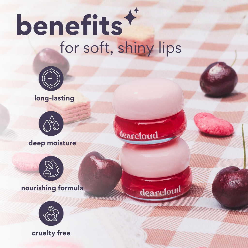 dearcloud Dewy Lip Jam – Hydrating Lip Balm & Gloss with Vitamin E (Deep Cherry)