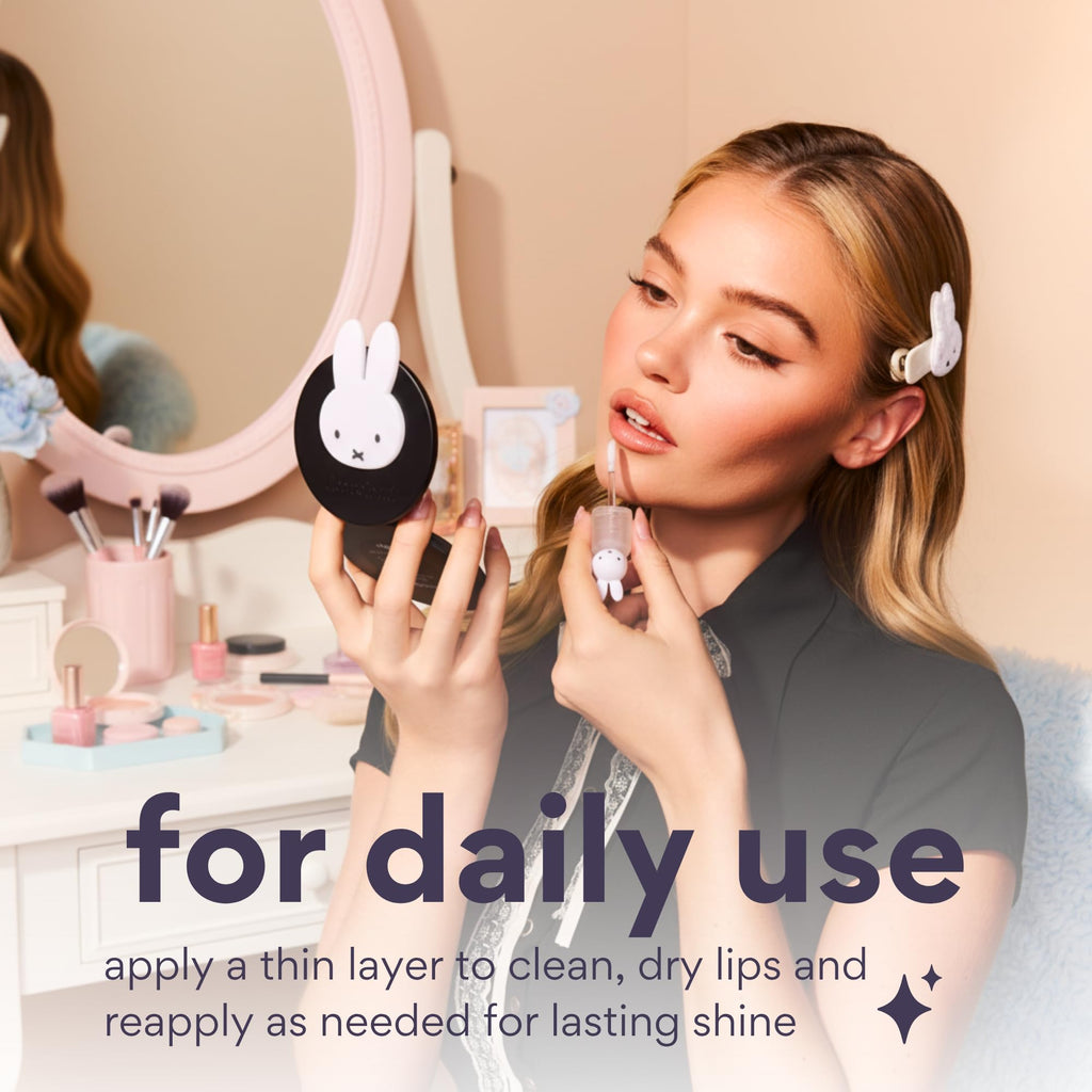 dearcloud Miffy Lip Serum Jelly – Clear Shimmer Lip Gloss for Hydration & Shine (Clear Skies)