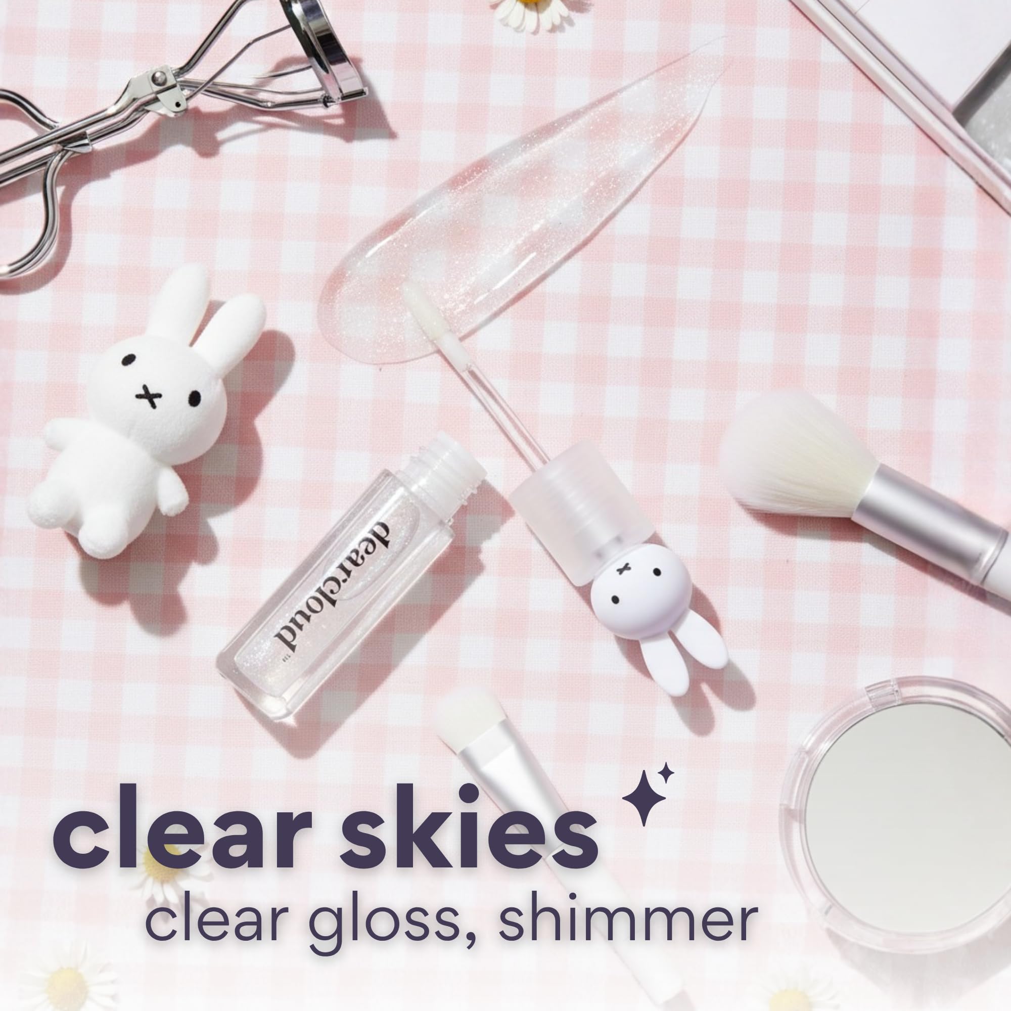 dearcloud Miffy Lip Serum Jelly – Clear Shimmer Lip Gloss for Hydration & Shine (Clear Skies)