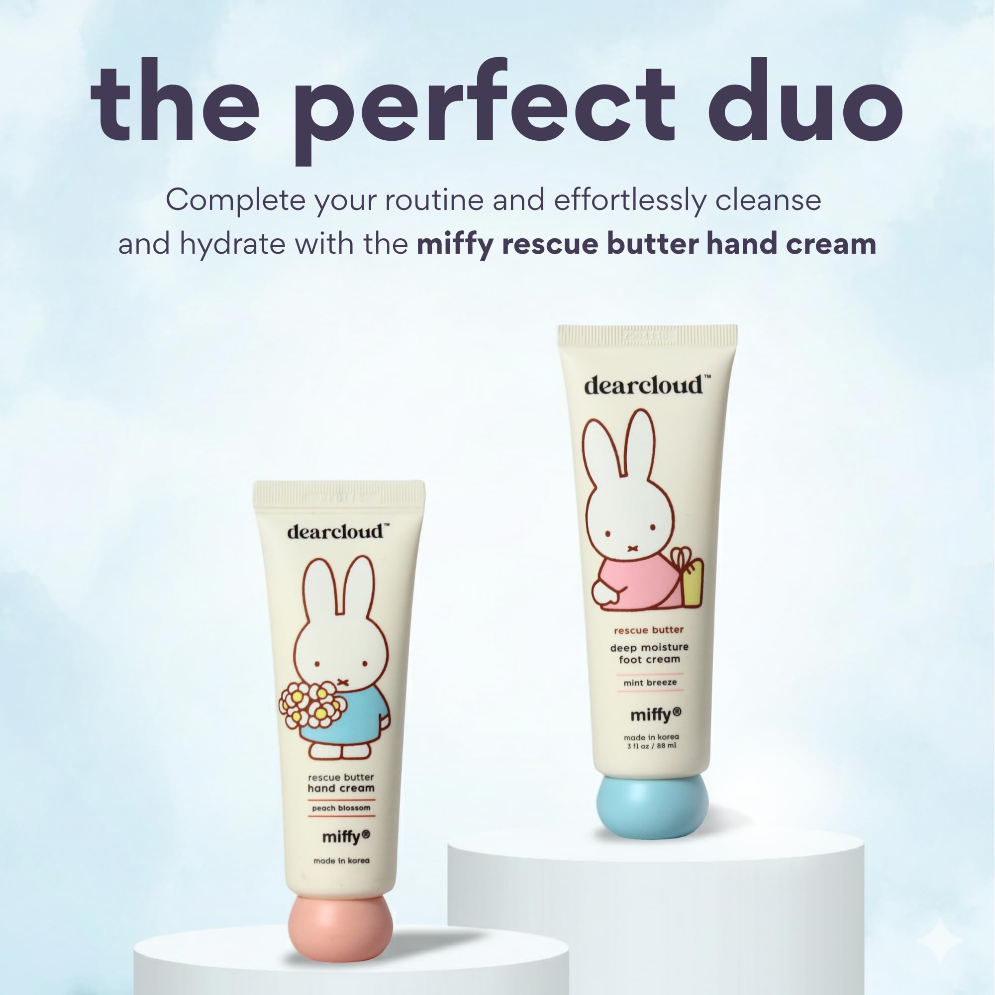 dearcloud Miffy Rescue Butter Foot Cream – Cracked Heel Repair with Shea, Urea & Peppermint Oil | Korean Foot Care – Mint Breeze 3 fl oz