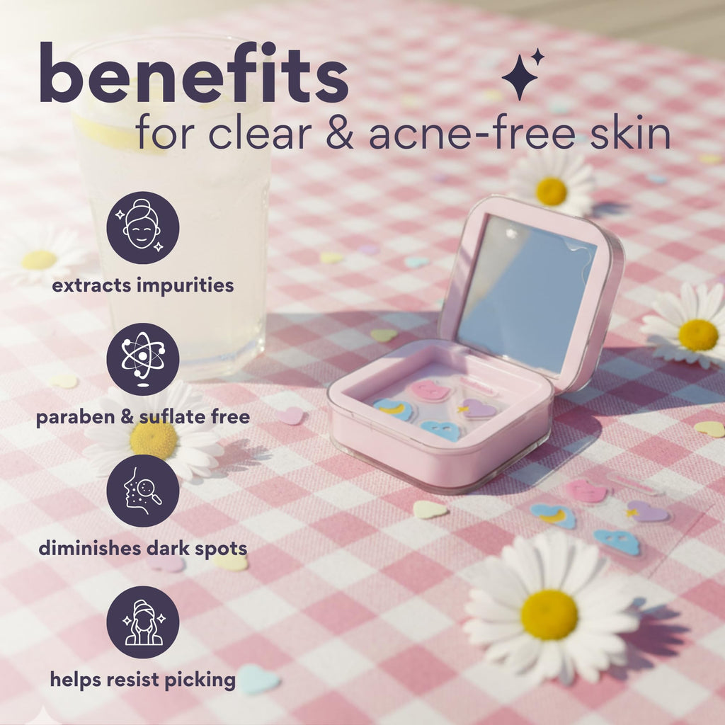 dearcloud Hydrocolloid Blemish Patches – 24 Count + Compact Case | Acne Patches with Tea Tree Oil & Salicylic Acid