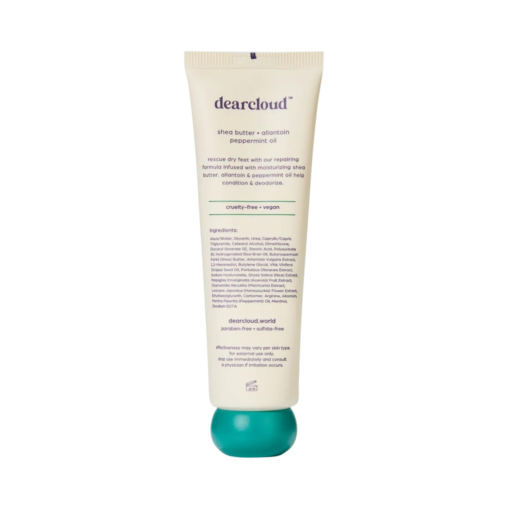 Dearcloud Rescue Butter Foot Cream – Cracked Heel Repair with Shea, Urea & Peppermint Oil (3 fl oz)